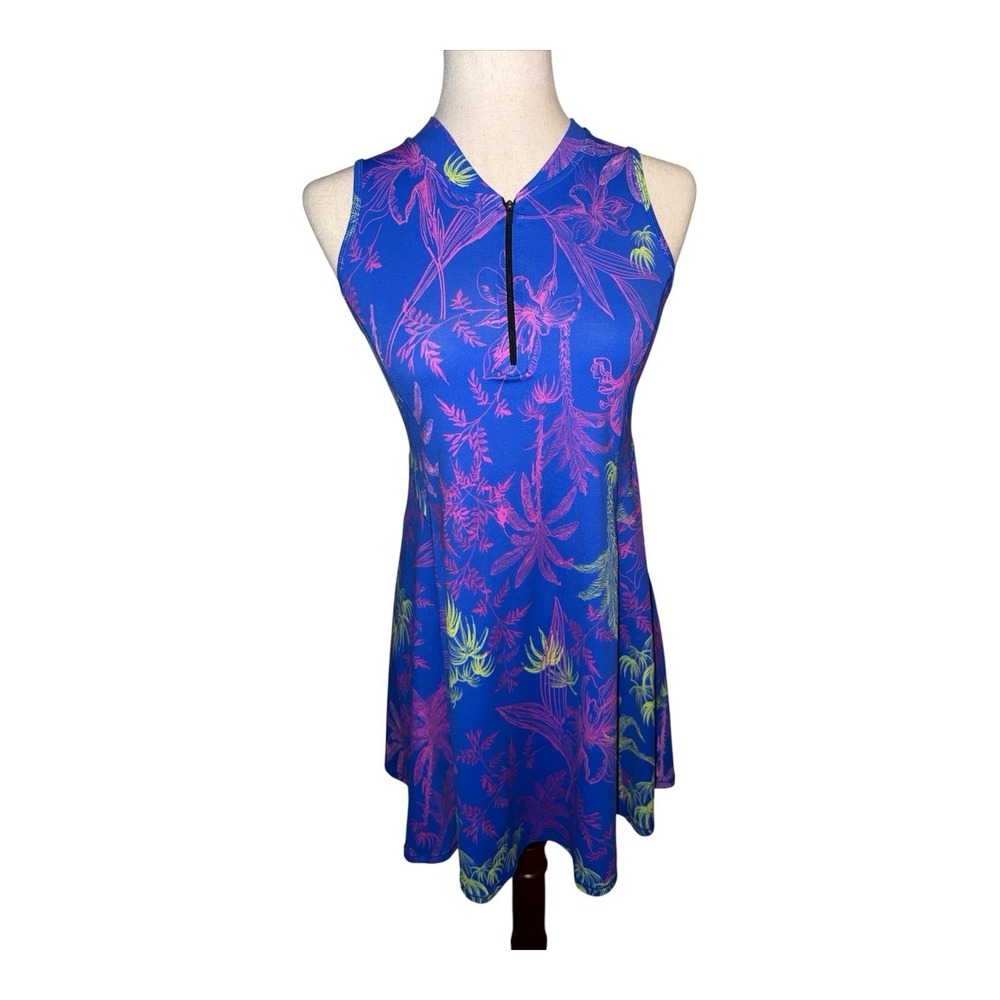 Dona Jo Athletic Pickleball Tennis Dress Size Small Sleeveless Purple Floral